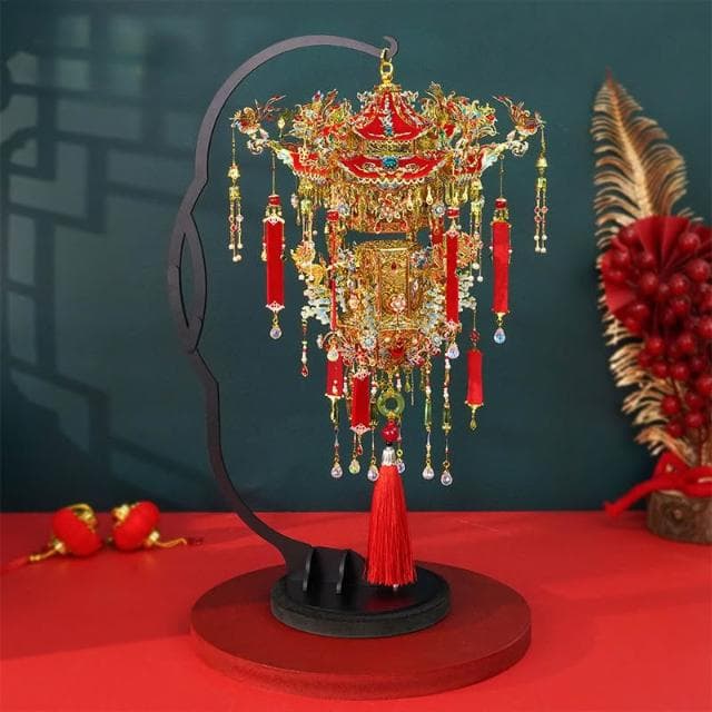 鋼達錦瑟芳華喜燈霞帔3D立體拼圖金屬拼裝模型手工DIY送結婚禮物