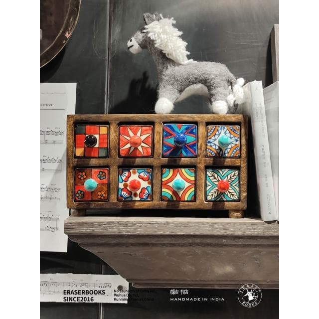 印度手繪首飾盒手作木質陶瓷工藝品擺件送禮好物禮物小眾裝飾品