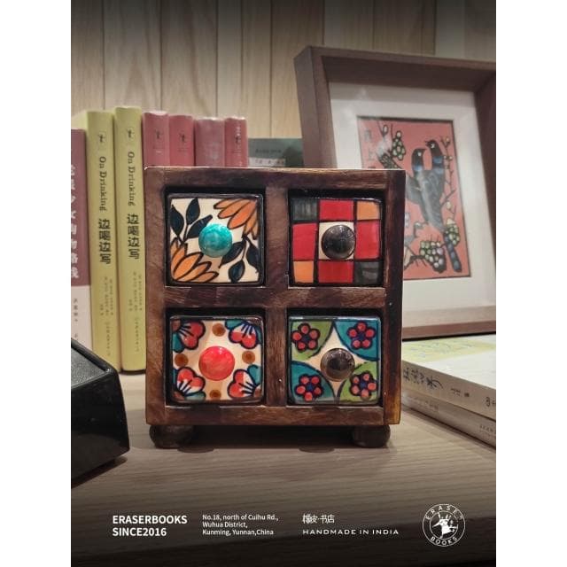 印度手繪首飾盒手作木質陶瓷工藝品擺件送禮好物禮物小眾裝飾品
