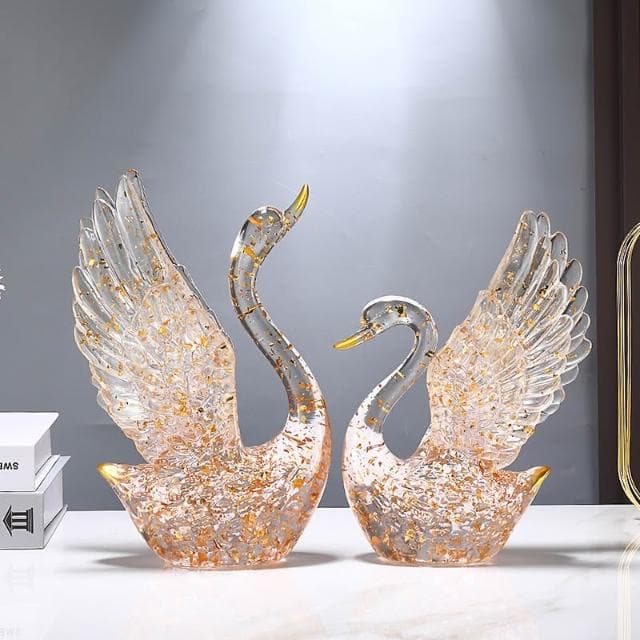 高檔現代水晶天鵝家居擺件酒櫃櫥窗玄關擺飾品情侶結婚訂婚送禮物