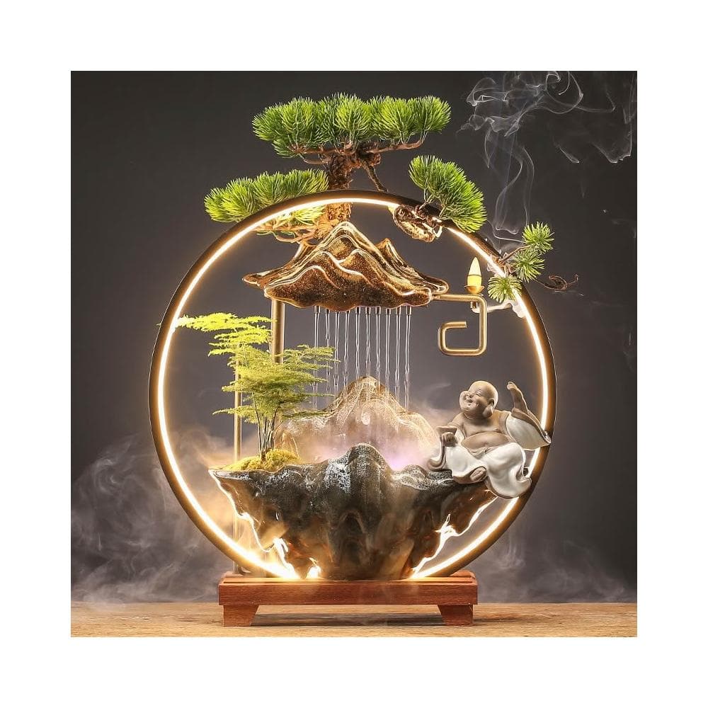 居家裝飾 風水擺件創意流水招財生財擺件循環水家居噴泉客廳辦公室桌面加濕開業禮品擺件 擺飾 送禮