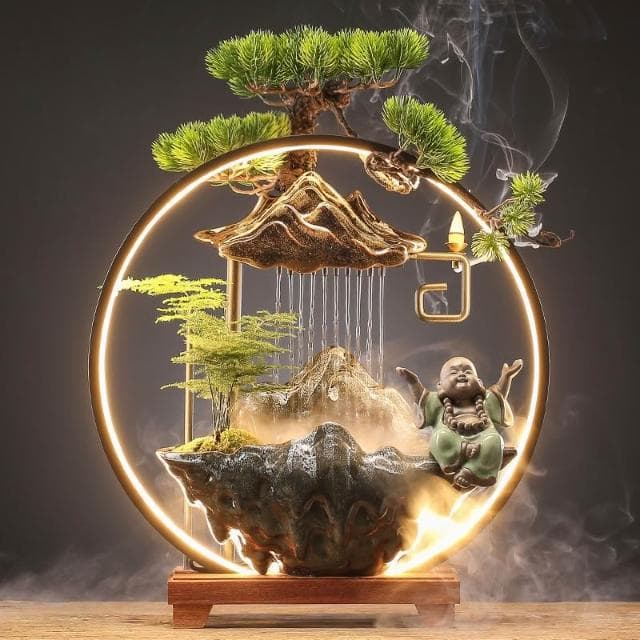 居家裝飾 風水擺件創意流水招財生財擺件循環水家居噴泉客廳辦公室桌面加濕開業禮品擺件 擺飾 送禮