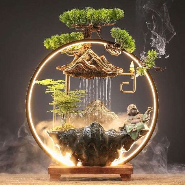 居家裝飾 風水擺件創意流水招財生財擺件循環水家居噴泉客廳辦公室桌面加濕開業禮品擺件 擺飾 送禮