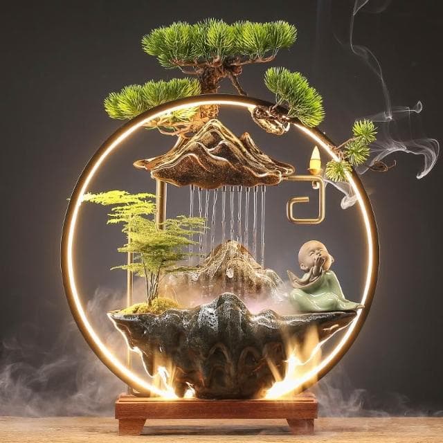 居家裝飾 風水擺件創意流水招財生財擺件循環水家居噴泉客廳辦公室桌面加濕開業禮品擺件 擺飾 送禮