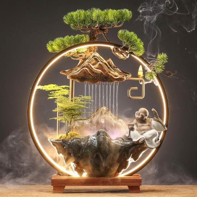 居家裝飾 風水擺件創意流水招財生財擺件循環水家居噴泉客廳辦公室桌面加濕開業禮品擺件 擺飾 送禮