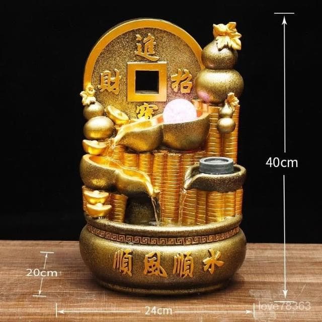 日進斗金 流水聚寶盆 招財擺件 風水擺件 流水盆 水晶球流水擺件生財風水輪 玄關擺件 開幕喬遷送禮