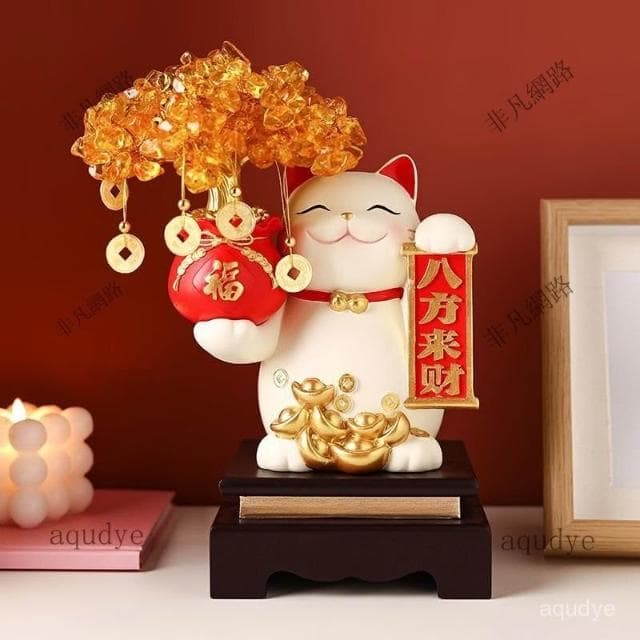 招財貓 黃水晶 發財樹 聚寶盆 玄關擺飾 發財樹 搖錢樹 招財擺飾 開幕送禮 入昔禮物