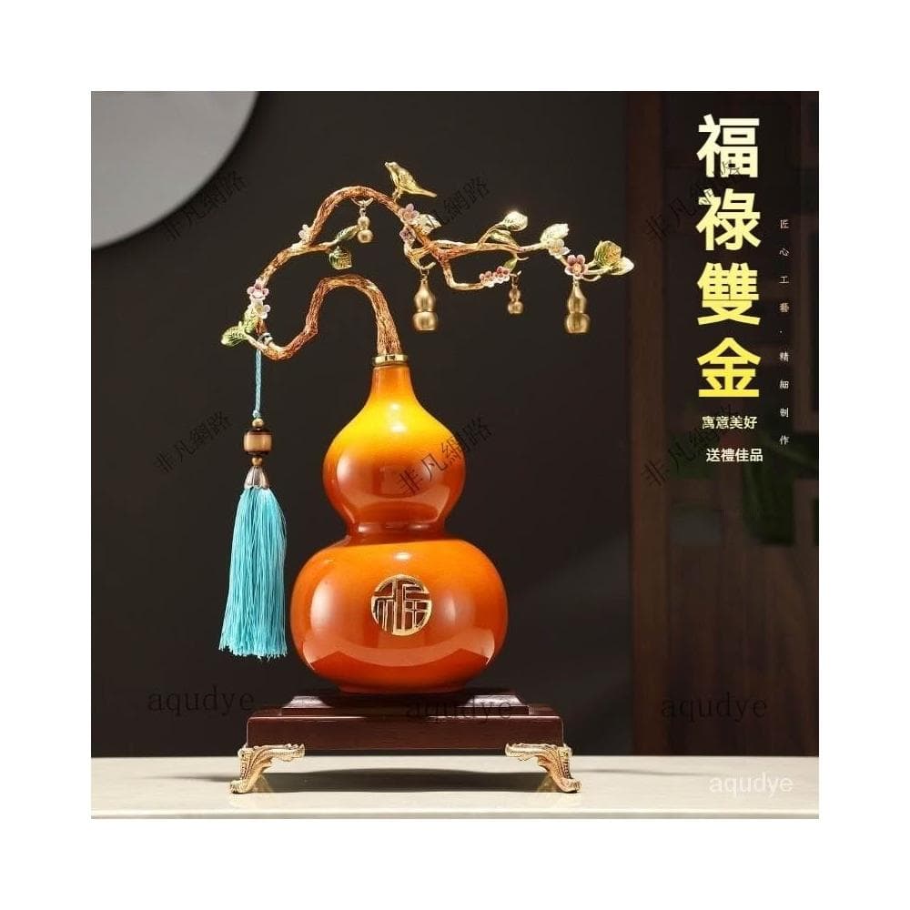 陶瓷葫蘆擺件 招財擺飾 風水擺飾  福祿如意擺件 傢居擺設 創意居傢 公司擺件 招財 納福 開幕送禮 入厝禮物