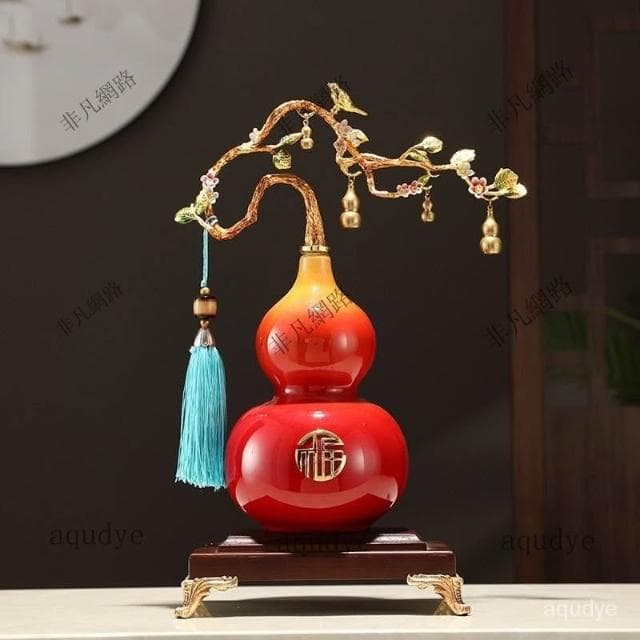陶瓷葫蘆擺件 招財擺飾 風水擺飾  福祿如意擺件 傢居擺設 創意居傢 公司擺件 招財 納福 開幕送禮 入厝禮物