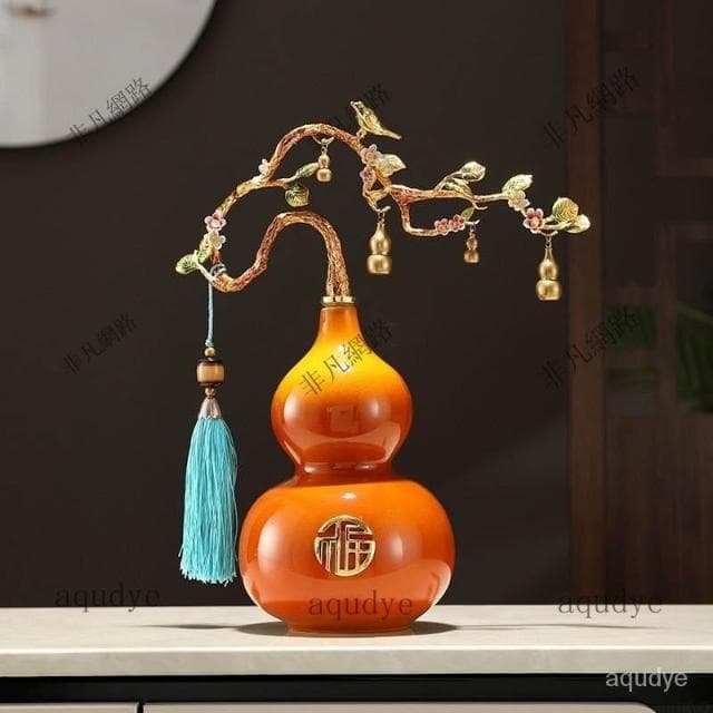 陶瓷葫蘆擺件 招財擺飾 風水擺飾  福祿如意擺件 傢居擺設 創意居傢 公司擺件 招財 納福 開幕送禮 入厝禮物