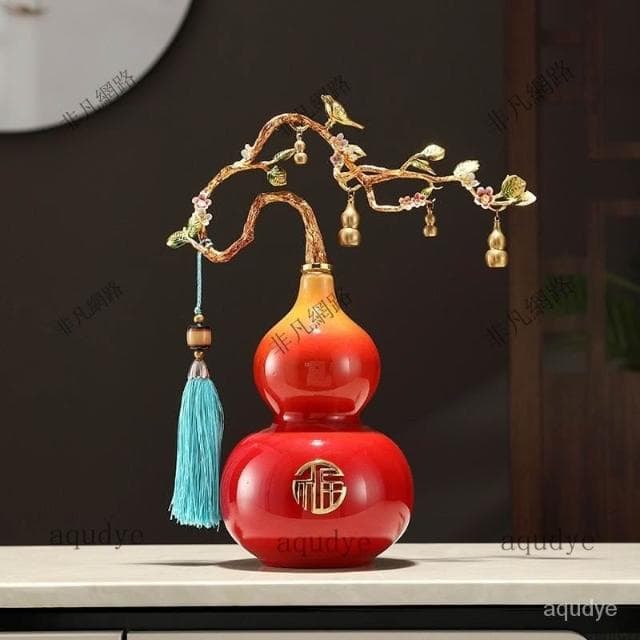 陶瓷葫蘆擺件 招財擺飾 風水擺飾  福祿如意擺件 傢居擺設 創意居傢 公司擺件 招財 納福 開幕送禮 入厝禮物