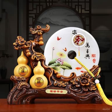 福祿平安玉石擺飾 平安扣 葫蘆擺件  招財擺飾  旺宅 客廳酒櫃書房玄關電視櫃擺飾 入厝禮物 開幕送禮