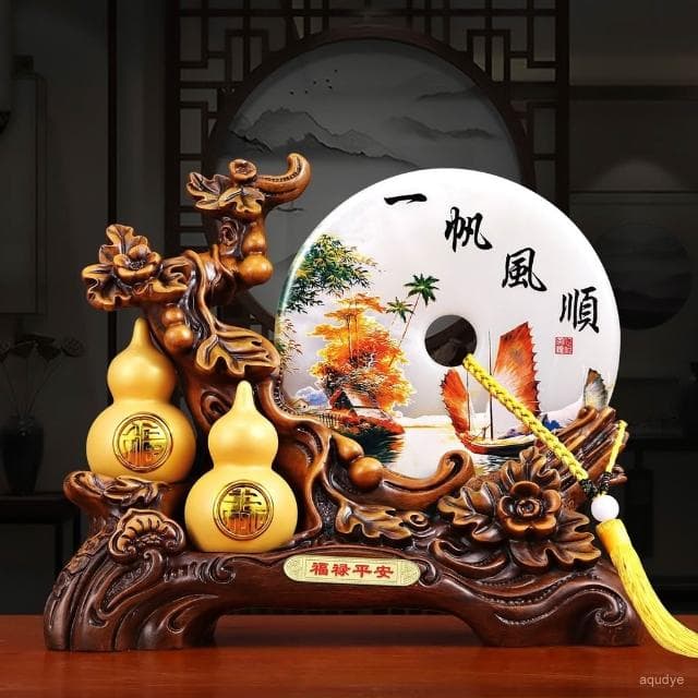 福祿平安玉石擺飾 平安扣 葫蘆擺件  招財擺飾  旺宅 客廳酒櫃書房玄關電視櫃擺飾 入厝禮物 開幕送禮