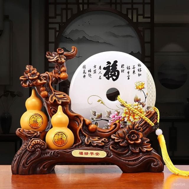 福祿平安玉石擺飾 平安扣 葫蘆擺件  招財擺飾  旺宅 客廳酒櫃書房玄關電視櫃擺飾 入厝禮物 開幕送禮