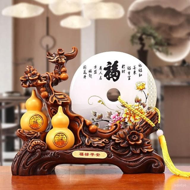 福祿平安玉石擺飾 平安扣 葫蘆擺件  招財擺飾  旺宅 客廳酒櫃書房玄關電視櫃擺飾 入厝禮物 開幕送禮