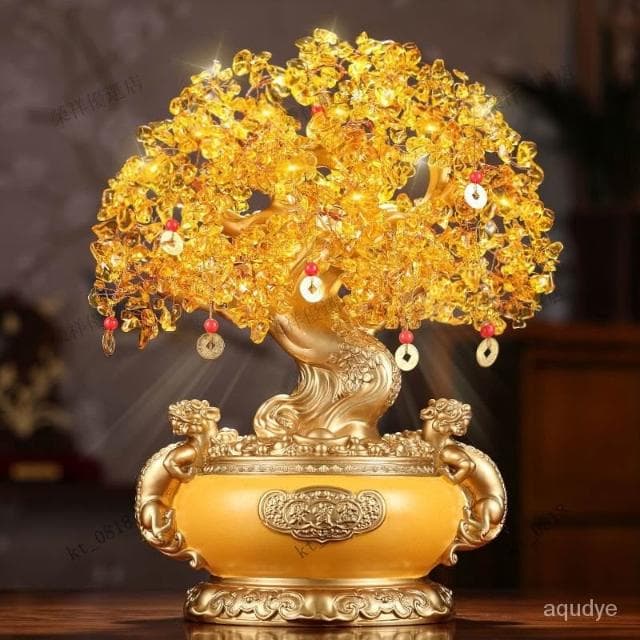天然水晶 發財樹 水晶樹 聚寶盆 玄關擺飾 開光 黃水晶 招財樹 搖錢樹 招財擺飾 開幕送禮 入昔禮物