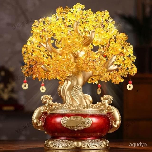 天然水晶 發財樹 水晶樹 聚寶盆 玄關擺飾 開光 黃水晶 招財樹 搖錢樹 招財擺飾 開幕送禮 入昔禮物