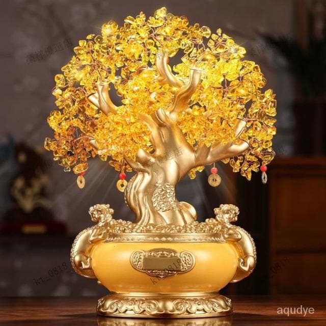 天然水晶 發財樹 水晶樹 聚寶盆 玄關擺飾 開光 黃水晶 招財樹 搖錢樹 招財擺飾 開幕送禮 入昔禮物