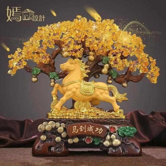 開幕禮  黃水晶 發財樹 金蟾招財擺件 傢居擺飾 客廳 玄關擺飾  入厝禮物 開店送禮 開幕送禮