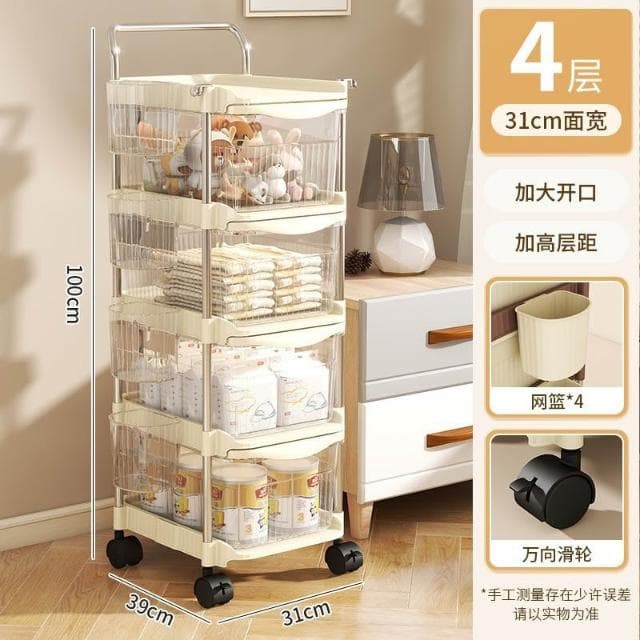 家用小推車嬰兒用品置物架放零食玩具收納架衣服多層抽屜式收納櫃
