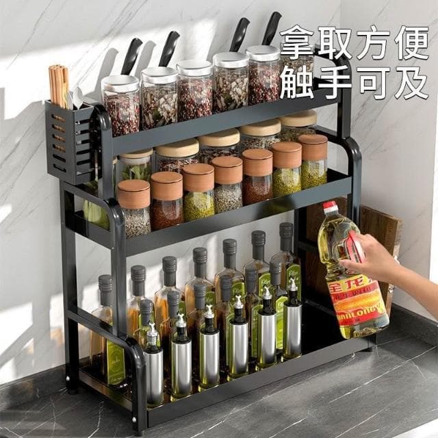 大容量廚房調料置物架筷子刀架收納架多層廚具調料組合套裝架子
