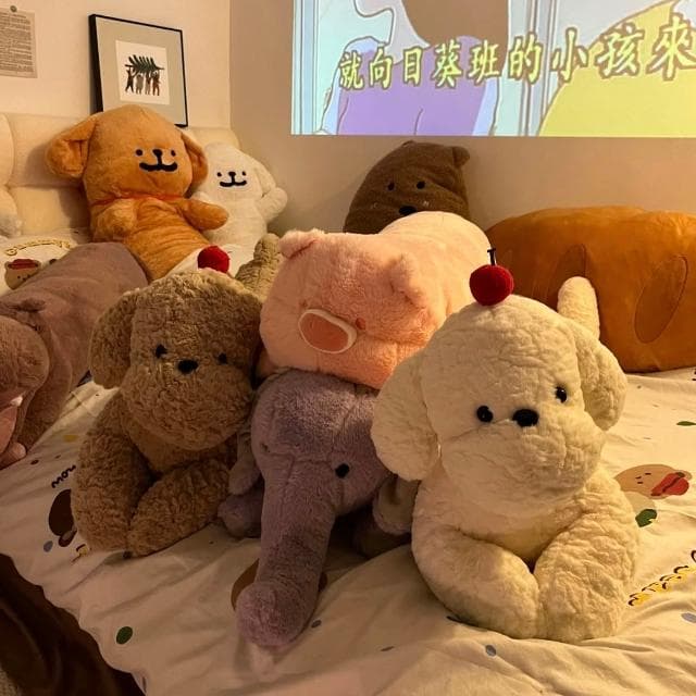 可愛卡通動物抱枕女生睡覺夾腿長條枕床上靠墊沙發靠枕玩偶禮物