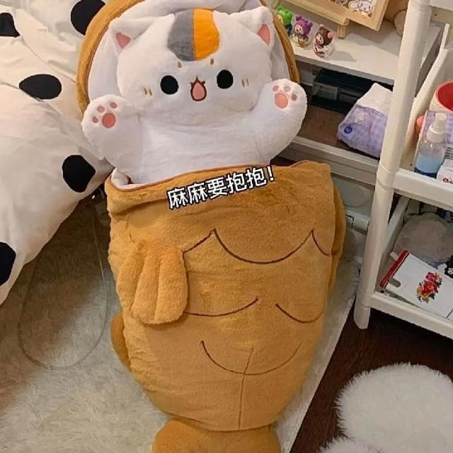 可愛鯛魚燒毛絨公仔抱枕貓貓玩偶大號銅鑼燒玩偶睡覺抱枕創意禮物