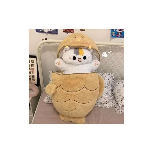 可愛鯛魚燒毛絨公仔抱枕貓貓玩偶大號銅鑼燒玩偶睡覺抱枕創意禮物