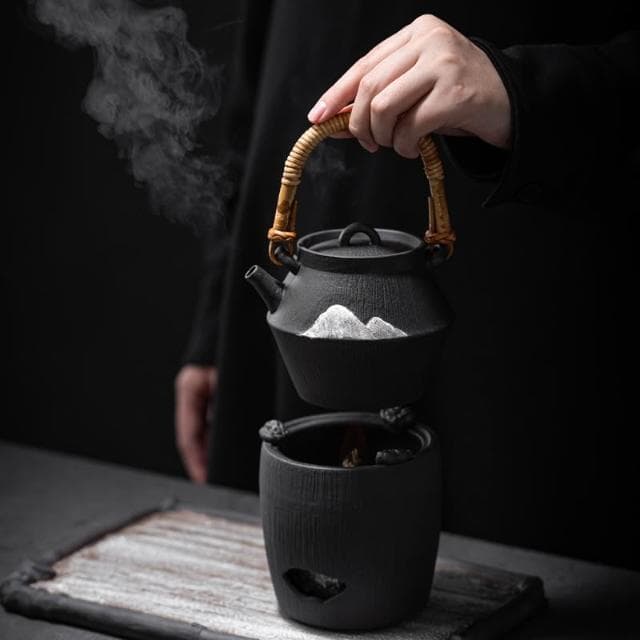 國潮風煮茶壺套裝粗陶復古茶具套裝家用辦公室普洱橙皮煮茶器批發