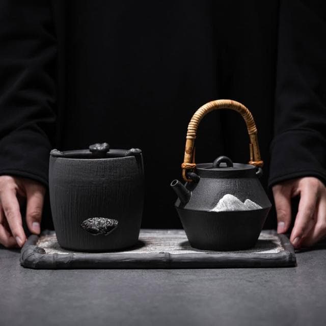 國潮風煮茶壺套裝粗陶復古茶具套裝家用辦公室普洱橙皮煮茶器批發