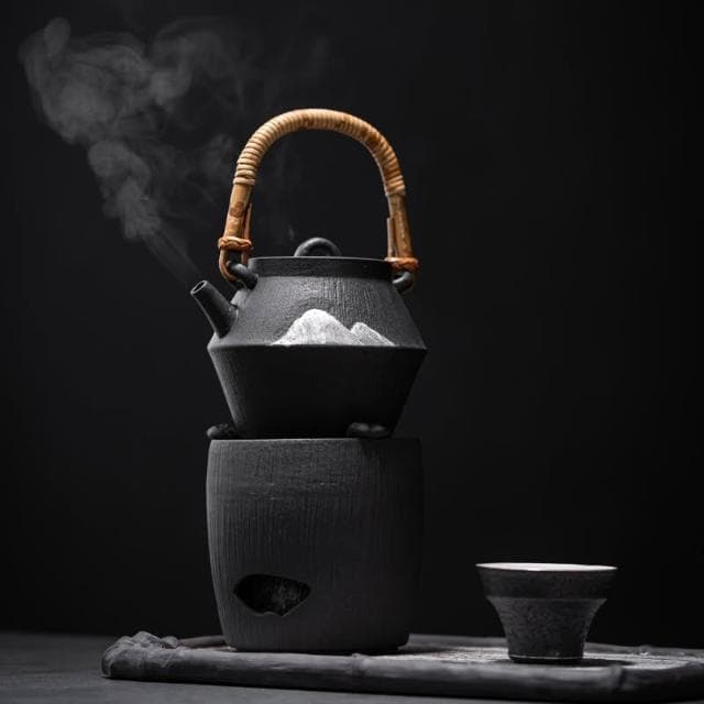國潮風煮茶壺套裝粗陶復古茶具套裝家用辦公室普洱橙皮煮茶器批發