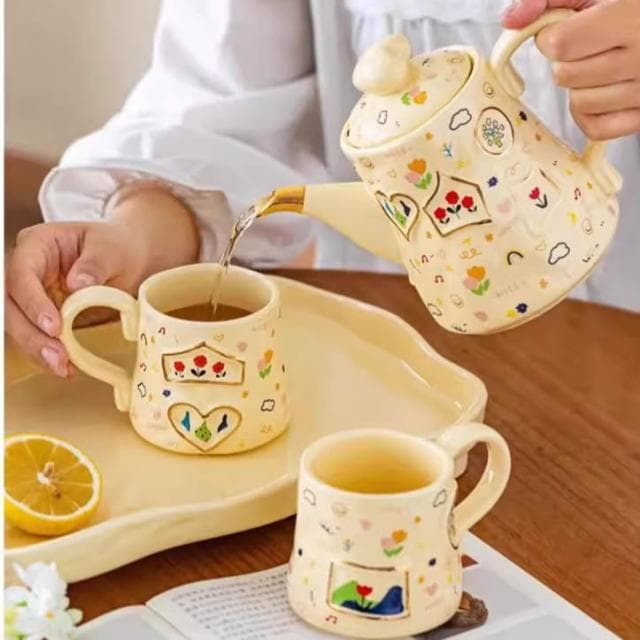 漫框奶黃茶壺新婚喬遷新居禮物家用女生閨蜜生日禮物禮盒茶具套裝