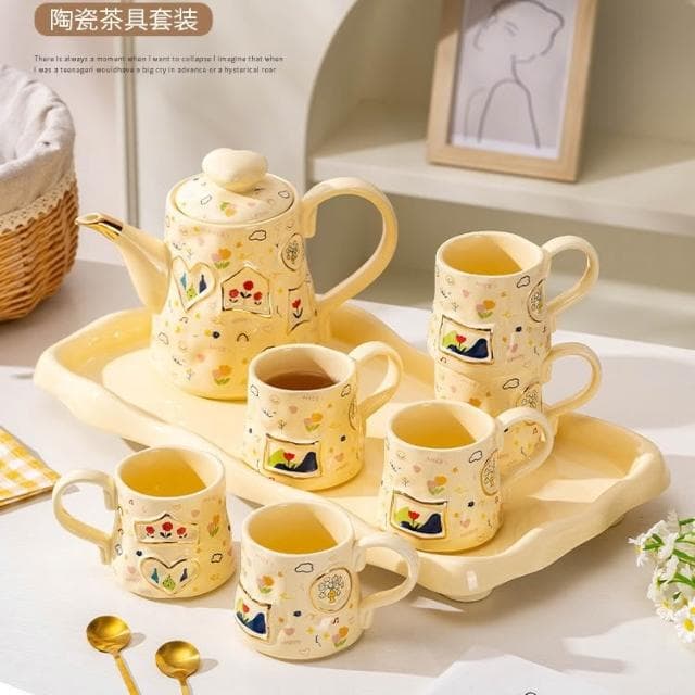 漫框奶黃茶壺新婚喬遷新居禮物家用女生閨蜜生日禮物禮盒茶具套裝