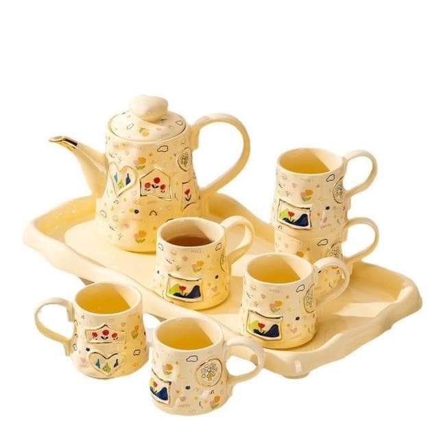 漫框奶黃茶壺新婚喬遷新居禮物家用女生閨蜜生日禮物禮盒茶具套裝