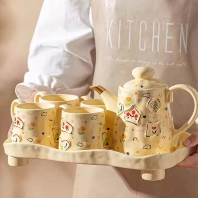 漫框奶黃茶壺新婚喬遷新居禮物家用女生閨蜜生日禮物禮盒茶具套裝