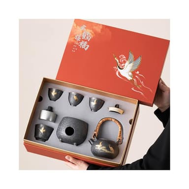 故宮風茶具套裝仙鶴接福煮茶壺公司企業客戶禮品高檔商務伴手禮