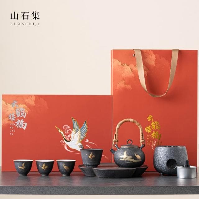 故宮風茶具套裝仙鶴接福煮茶壺公司企業客戶禮品高檔商務伴手禮