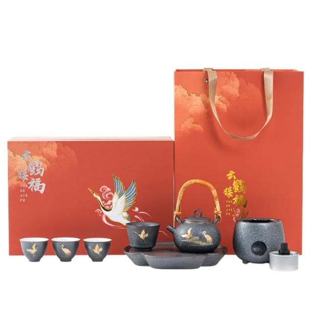 故宮風茶具套裝仙鶴接福煮茶壺公司企業客戶禮品高檔商務伴手禮