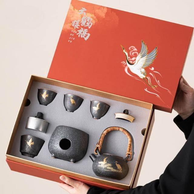 故宮風茶具套裝仙鶴接福煮茶壺公司企業客戶禮品高檔商務伴手禮