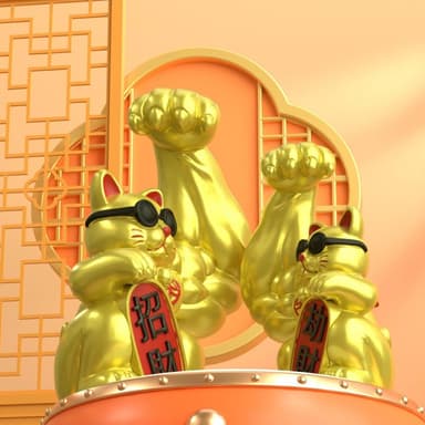 招財貓肌肉麒麟臂劫財貓巨臂劫財貓家居客廳開業送禮物發財貓擺件