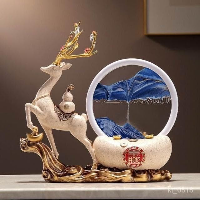 水晶樹流沙畫 黃水晶 發財樹 元寶鹿 招財擺飾 入厝禮物 客廳擺飾 喬遷禮品 玄關擺件 居傢裝飾 交換禮物