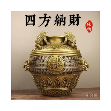 聚寶盆  純銅 四方納財聚寶盆 存錢桶 招財金蟾聚擺件 招財擺飾 風水擺件 開幕送禮 入厝禮物