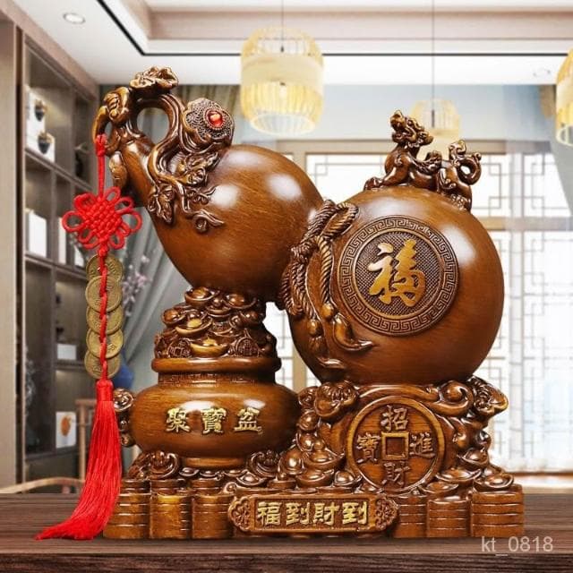 臺灣出貨 招財聚寶盆葫蘆擺飾 招財擺件 風水擺飾 招財擺飾 招財金蟾擺件 家居擺設 開幕送禮 入厝禮物