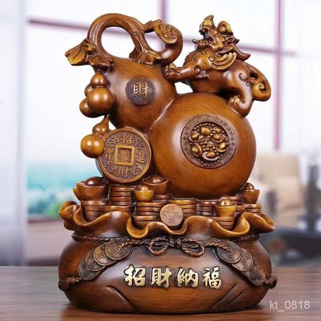 臺灣出貨 招財聚寶盆葫蘆擺飾 招財擺件 風水擺飾 招財擺飾 招財金蟾擺件 家居擺設 開幕送禮 入厝禮物