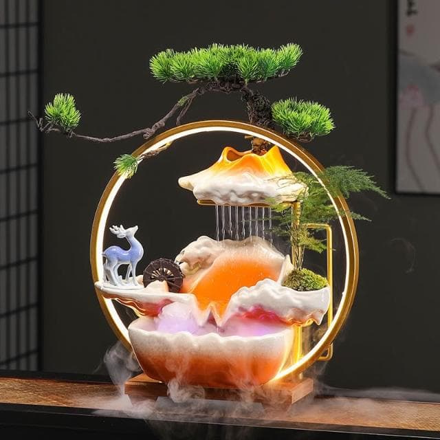 遠山雨簾流水擺飾  招財流水盆 流水聚寶盆 招財擺飾 風水招財流水組 風水擺件 開幕送禮 入厝禮物