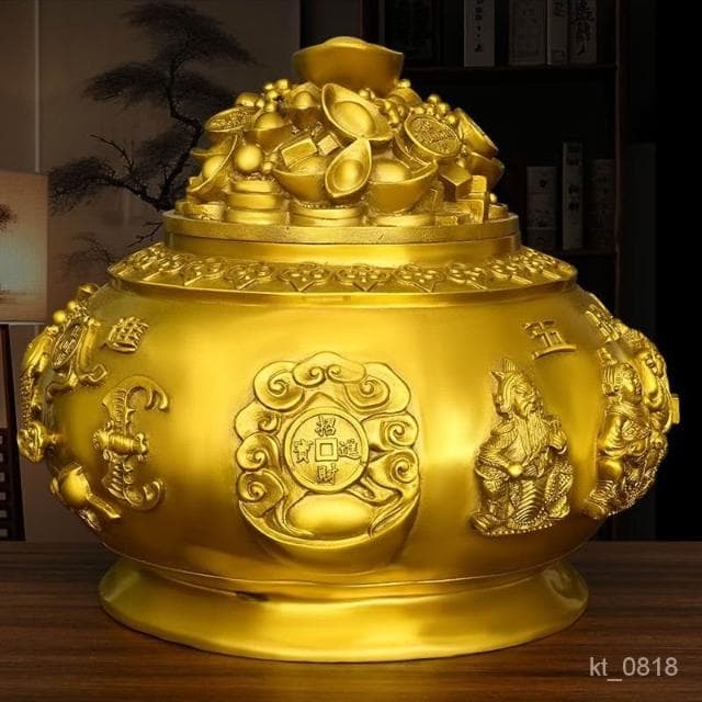 聚寶盆 五路財神聚寶盆 帶蓋聚寶盆擺件 招財擺飾 風水擺件 開幕送禮 入厝禮物