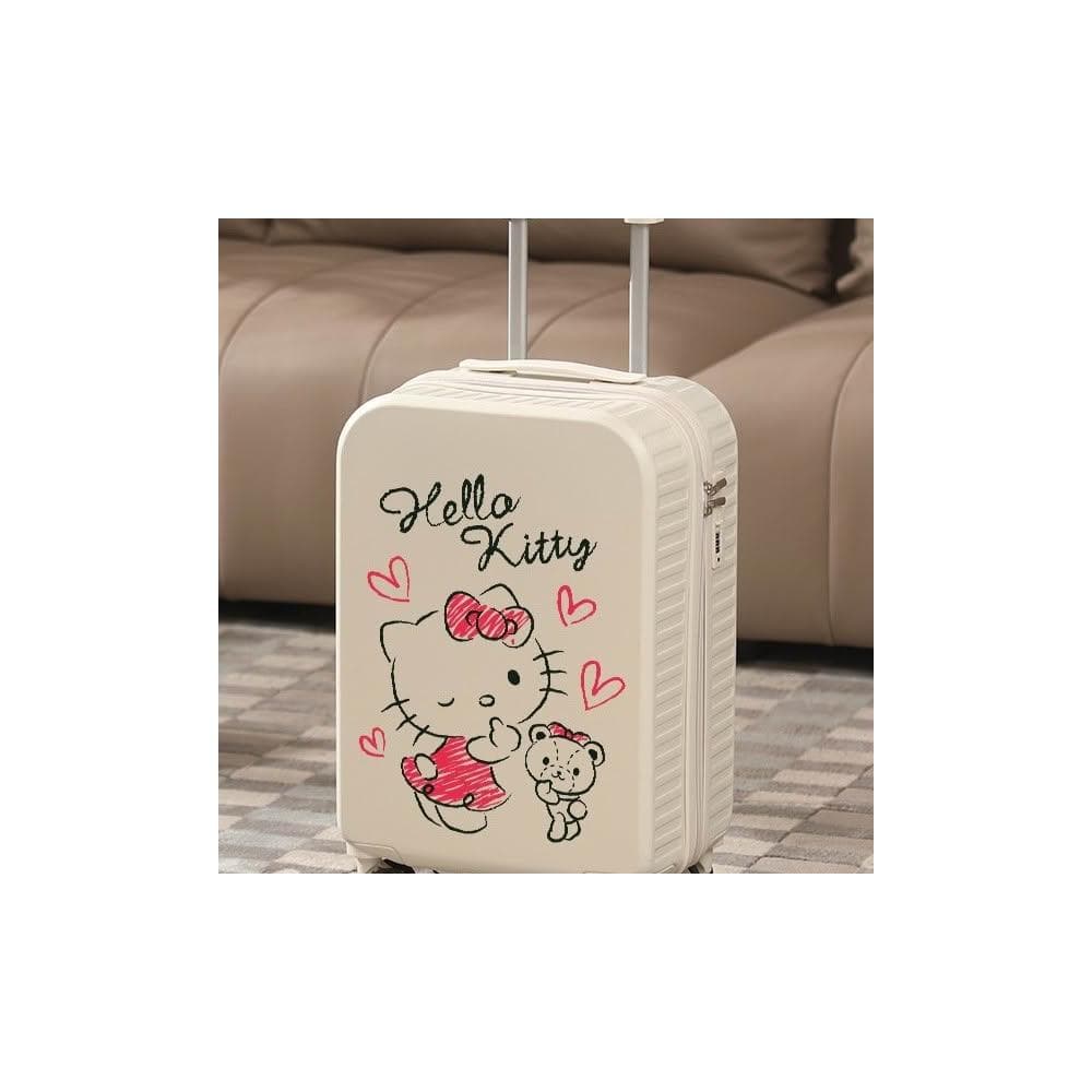 新款2024拉杆箱20寸登機18寸行李箱HELLOKITTY卡通可愛黑色庫旅行