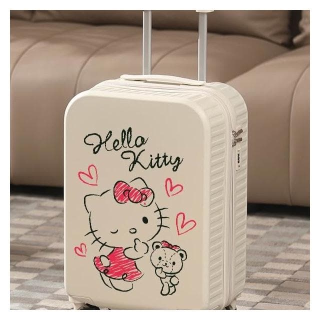 新款2024拉杆箱20寸登機18寸行李箱HELLOKITTY卡通可愛黑色庫旅行