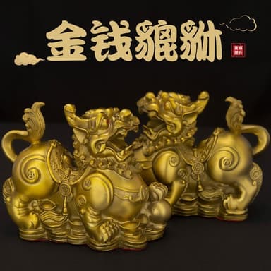 純黃銅納財貔貅擺件招財進寶四方納財客廳辦公桌裝飾店鋪開業禮物