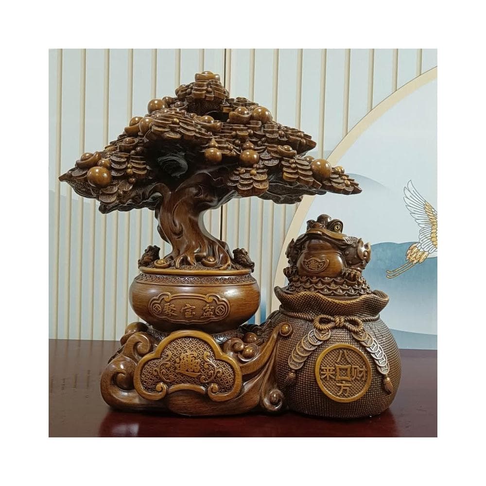 招財金蟾發財樹擺件客廳辦公室前臺店鋪收銀臺聚寶盆裝飾開業禮物